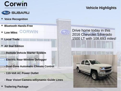 Summit White 2016 Chevrolet Silverado 1500 LT
