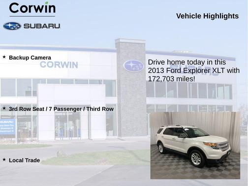 White Platinum Tri-Coat Metallic 2013 Ford Explorer XLT