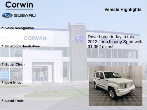 Bright White Clearcoat 2012 Jeep Liberty Sport