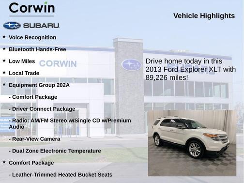 White Platinum Clearcoat Metallic 2013 Ford Explorer XLT