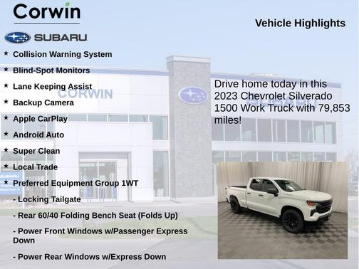 Summit White 2023 Chevrolet Silverado 1500 WT