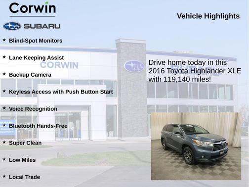 Shoreline Mist 2016 Toyota Highlander XLE