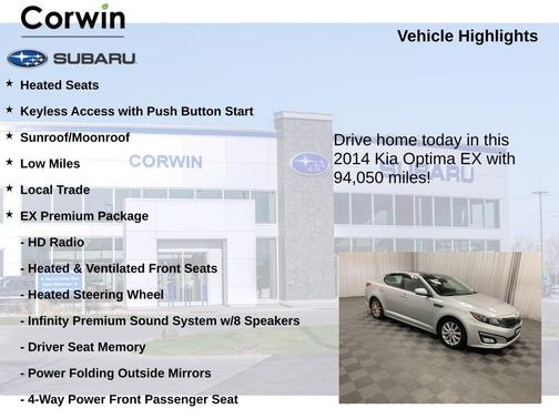 Bright Silver 2014 Kia Optima EX