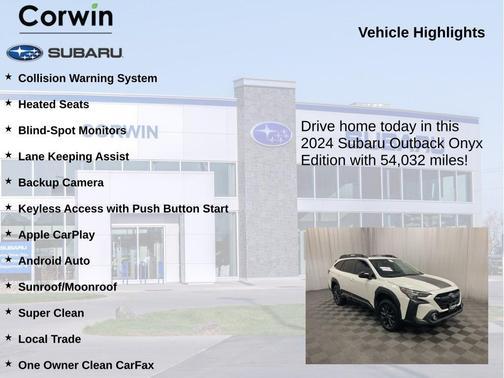 Crystal White Pearl 2024 Subaru Outback Onyx Edition