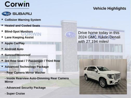 Summit White 2024 GMC Yukon Denali