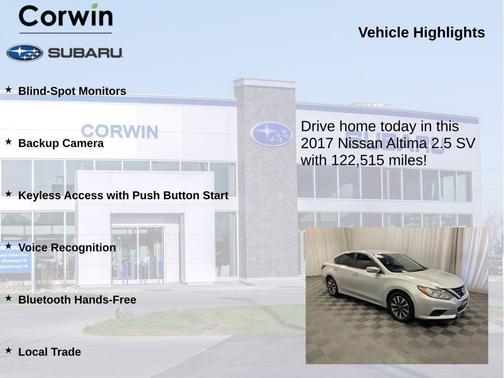 Brilliant Silver Metallic 2017 Nissan Altima 2.5 SV