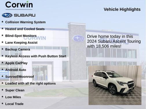 Crystal White Pearl 2024 Subaru Ascent Touring