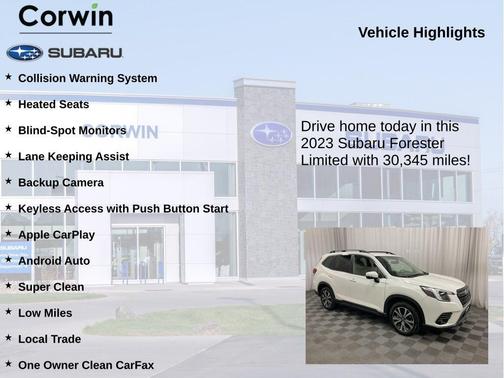 Crystal White Pearl 2023 Subaru Forester Limited