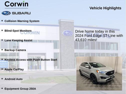 Iconic Silver Metallic 2024 Ford Edge ST Line