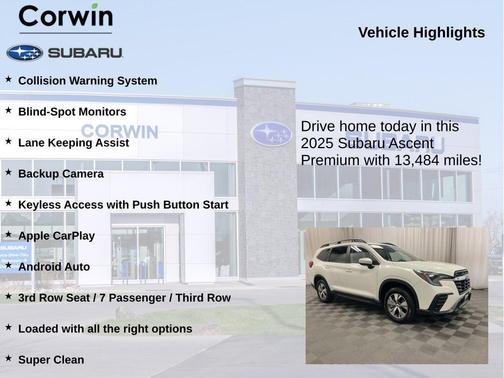 Crystal White Pearl 2025 Subaru Ascent Premium