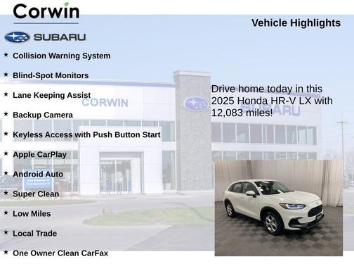 Platinum White Pearl 2025 Honda HR-V LX