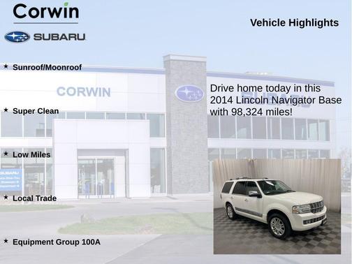 White Platinum Tri-Coat Metallic 2014 Lincoln Navigator Base