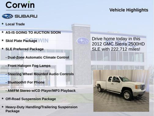 Summit White 2012 GMC Sierra 2500 SLE