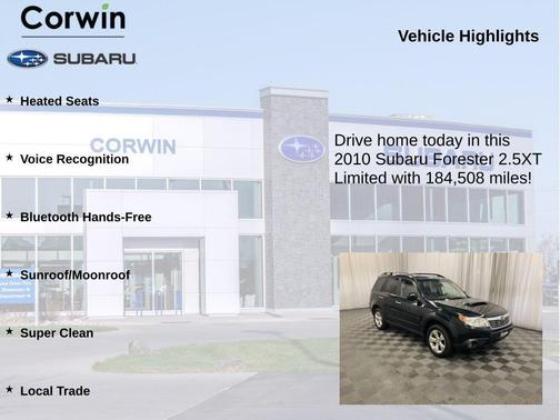 Obsidian Black Pearl 2010 Subaru Forester 2.5XT Limited