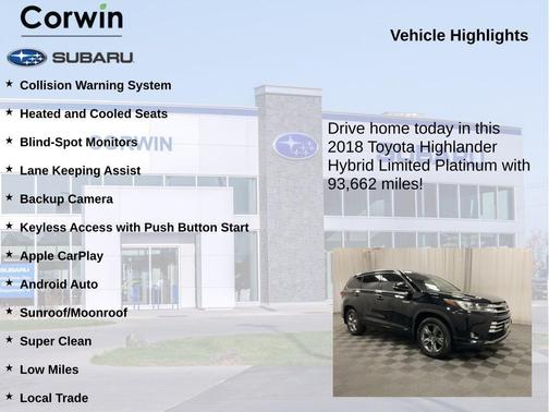 Midnight Black Metallic 2018 Toyota Highlander Hybrid Limited Platinum