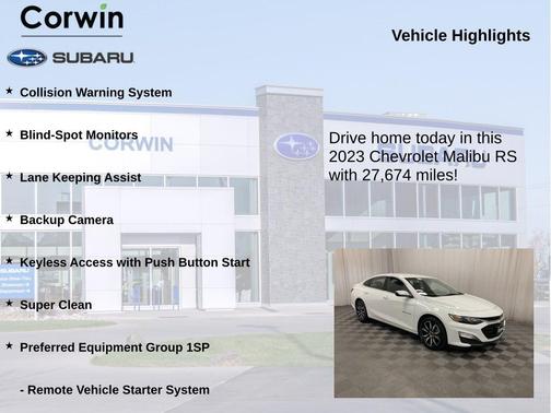 Summit White 2023 Chevrolet Malibu RS