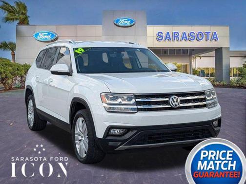 Pure White 2019 Volkswagen Atlas 3.6L SE w/Technology