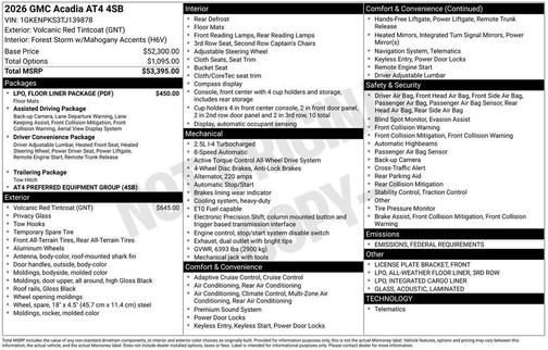 2026 GMC Acadia AWD AT4