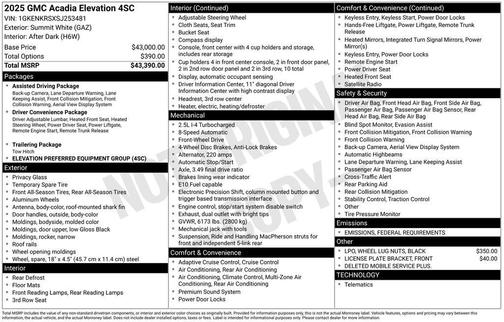 2025 GMC Acadia FWD Elevation