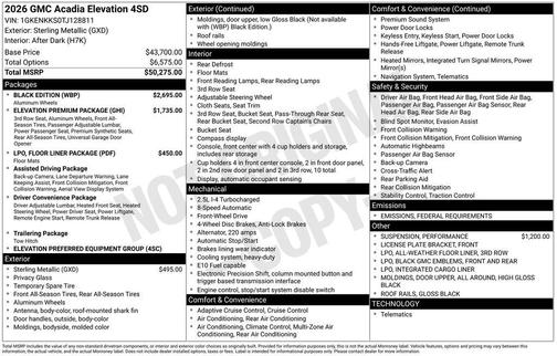 2026 GMC Acadia FWD Elevation