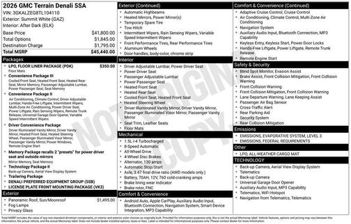 2026 GMC Terrain Denali
