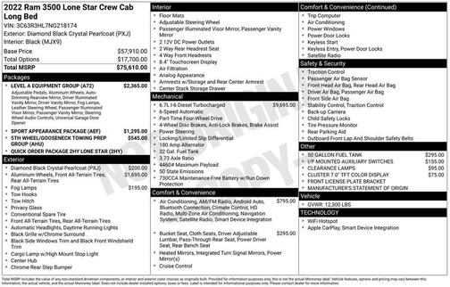 2022 RAM 3500 Lone Star Crew Cab 4x4 8' Box
