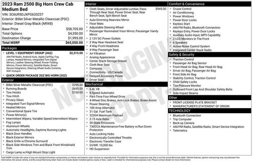 2023 RAM 2500 Big Horn Crew Cab 4x4 6'4' Box