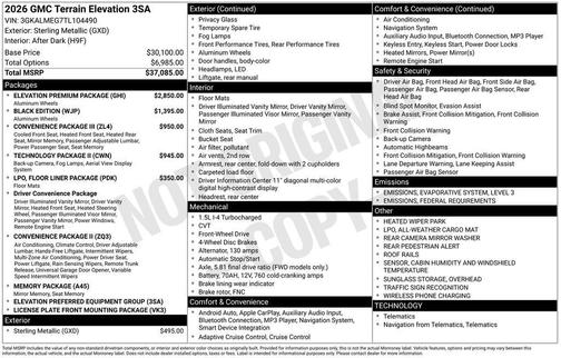 2026 GMC Terrain FWD Elevation