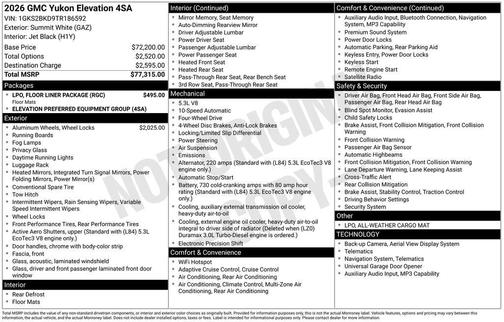 2026 GMC Yukon 4WD Elevation