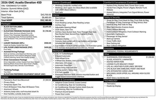 2026 GMC Acadia FWD Elevation