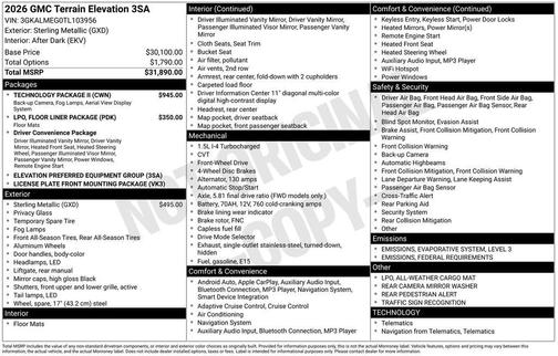2026 GMC Terrain FWD Elevation