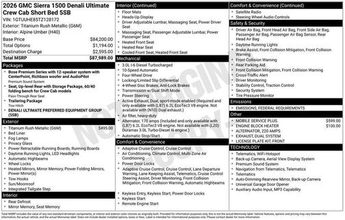 2026 GMC Sierra 1500 Denali Ultimate