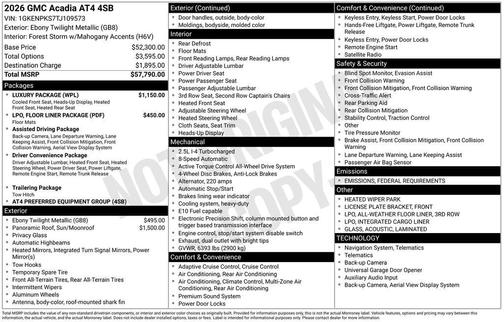 2026 GMC Acadia AT4 AWD