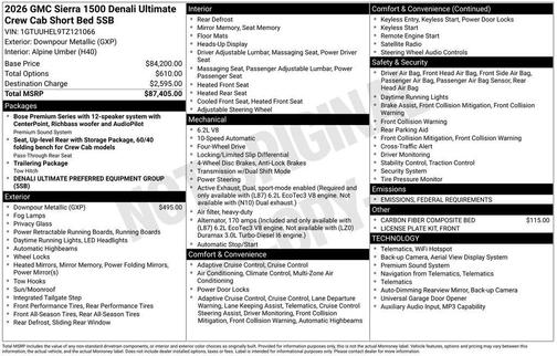 2026 GMC Sierra 1500 Denali Ultimate