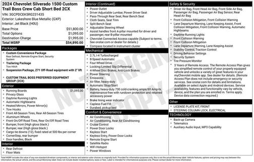 2024 Chevrolet Silverado 1500 Custom Trail Boss