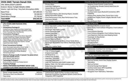 2026 GMC Terrain Denali