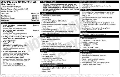 2026 GMC Sierra 1500 SLT