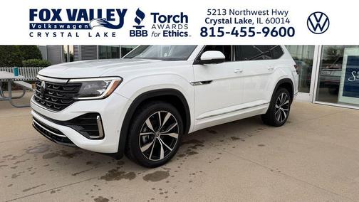 Opal White 2025 Volkswagen Atlas 2.0T SEL Premium R-Line 4MOTION
