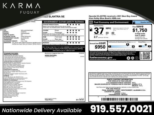 Phantom Black 2022 Hyundai ELANTRA SE