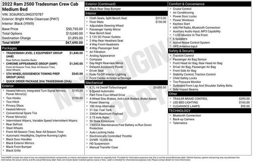 Bright White Clearcoat 2022 RAM 2500 Tradesman Crew Cab 4x4 6'4' Box