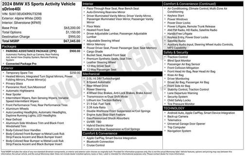 Alpine White 2024 BMW X5 sDrive40i
