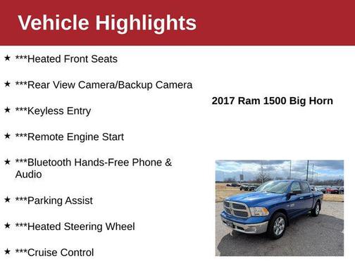 Blue Streak Pearlcoat 2017 RAM 1500 Big Horn