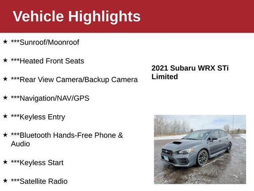 2021 Subaru WRX STI Limited w/Lip