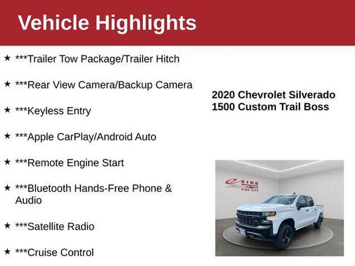 Summit White 2020 Chevrolet Silverado 1500 Custom Trail Boss