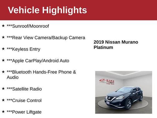Black 2019 Nissan Murano Platinum