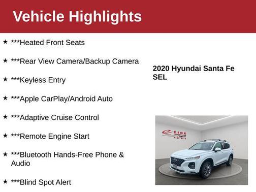 Quartz White 2020 Hyundai SANTA FE SEL 2.4