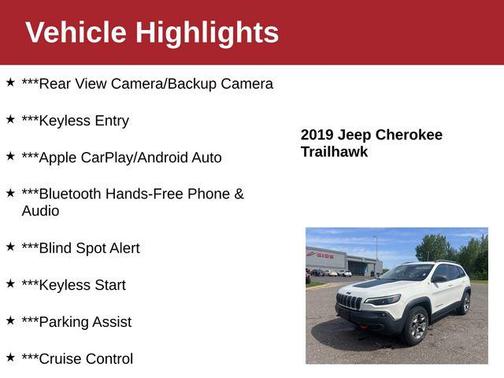 Bright White Clearcoat 2019 Jeep Cherokee Trailhawk
