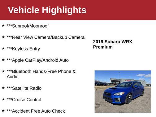 WR Blue Pearl 2019 Subaru WRX Premium