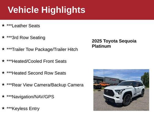 White 2025 Toyota Sequoia Platinum