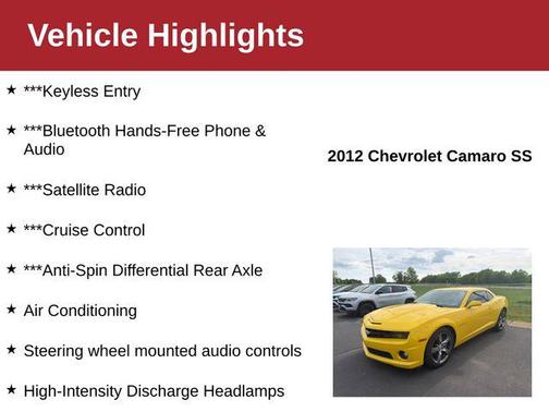 Rally Yellow 2012 Chevrolet Camaro 1SS